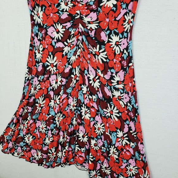 Free People Key to Your Heart Floral Mini Dress Ribbed Stretchy Bohemian size L - Picture 6 of 13